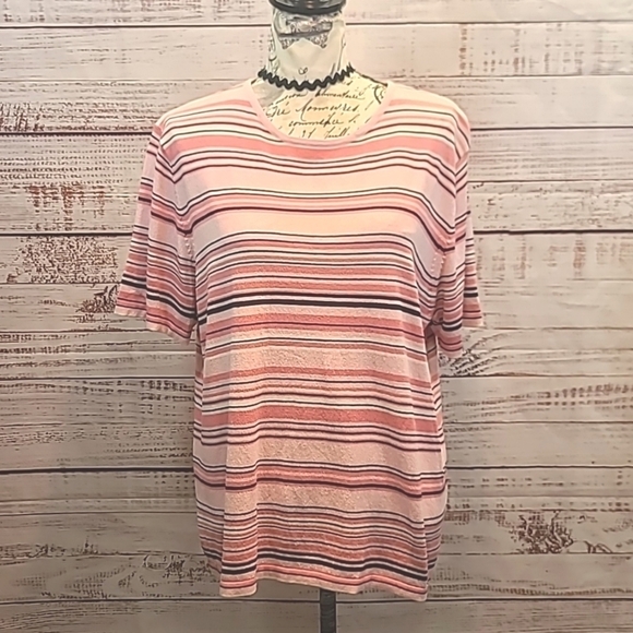 Sag Harbor Tops - Sag Harbor stripped rayon knit top